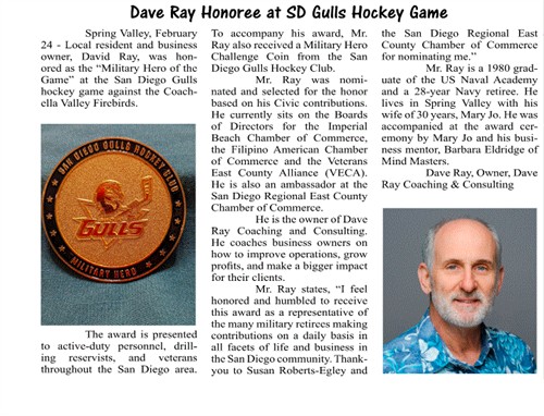 "Military Hero of the Game" Award