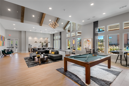 Clubroom equipped with entertaining kitchen, gaming lounge, coffee bar, and Wi-Fi