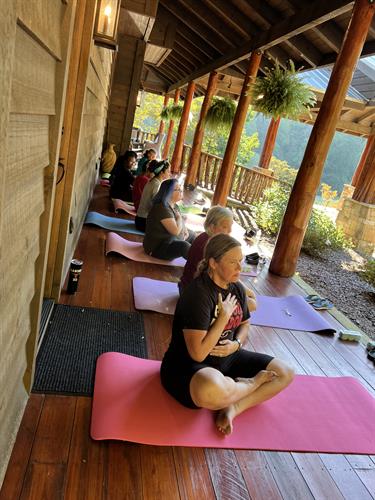 Yoga session at retreat 