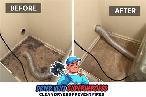 Before and after: A clean, safe space behind your dryer makes all the difference!