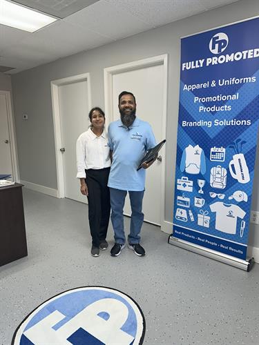 Shabbir and Fatema at the Office reception.