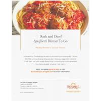 Dash and Dine! Spaghetti Dinner To Go