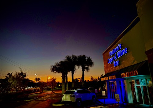 Sunset at Fedora's Cigar & Wine Bar