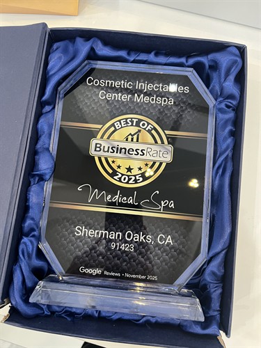Cosmetic Injectables Center Medspa has been named the Best Medical Spa in Sherman Oaks, CA by BusinessRate 2025 — based on real Google Reviews from our patients. This recognition belongs to every patient who trusted us with their care and took the time to share their experience. We are proud to serve Sherman Oaks, Encino, Studio City, and greater Los Angeles as the area's top-rated, physician-led medspa. Thank you for making us #1. ???