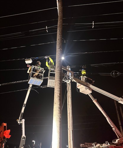 Demarc performing outside plant pole line work in Natick Ma 