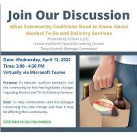 Join Our Discussion - What Community Coalitions Need to Know About Alcohol To-Go and Delivery Services