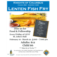 Lenten Fish Fry hosted by Knights of Columbus