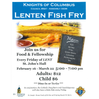 Lenten Fish Fry hosted by Knights of Columbus 2025