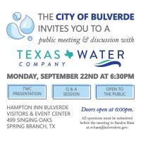 City of Bulverde Public Meeting with Texas Water Company