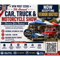 5th Annual Car, Truck, Motorcycle Show with VFW POST 12205