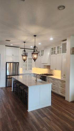 Beautiful updated classic kitchen remodel with custom cabinetry and island