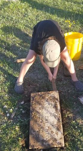 Another sunken Grave Marker resetting