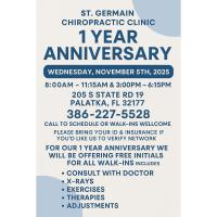 St. Germain Chiropractic Clinic's 1-Year Anniversary