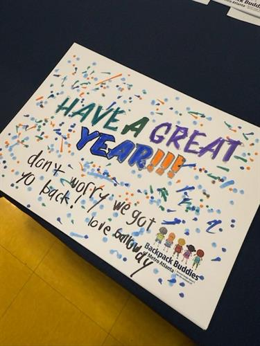 We create inspirational cards to put in the weekend food bags for the child