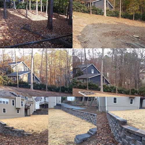 Terraced retaining walls designed for slope stabilization and long-term drainage performance