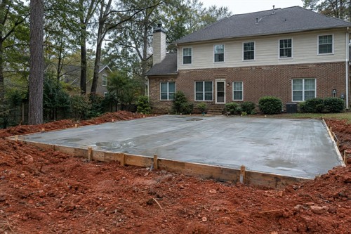 New concrete slab foundation