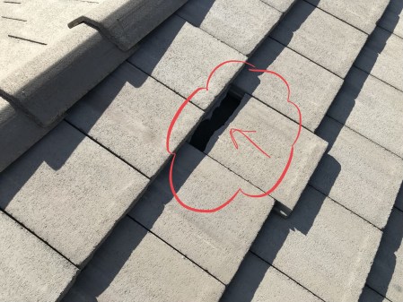 Roof tiles shift or become damaged because of high winds.