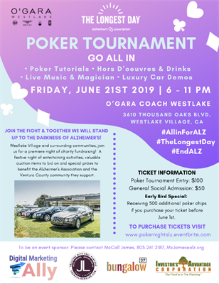 POKER NIGHT Benefiting the Alzheimer's Association - Member News/Press  Releases - Greater Conejo Valley Chamber of Commerce, CA