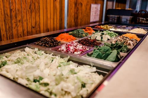 Pizza and Salad Buffet daily Monday through Saturday 11am to 2pm. Featuring St. Louis and Hand Tossed Pizza, Pasta, Salad and Dessert Pizza. Salad Bar is always open. 