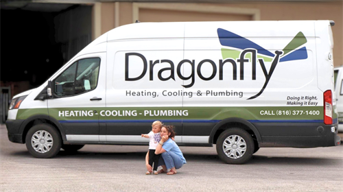 A family-owned business means personal service. Our next generation in front of the fully-equipped, branded service van.