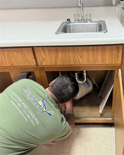 Precision under-sink plumbing work. Our technician installs an under-sink water system with careful attention to detail.