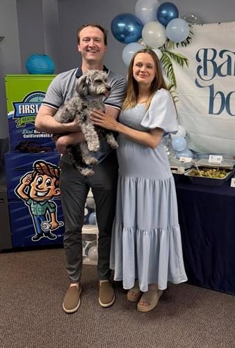 Tom Marren, owner of First Mate Heating & Cooling, with his wife Anna and their dog Ace - proud to serve the Blue Springs, MO community.
