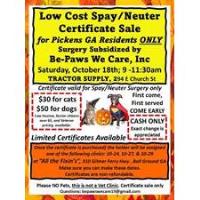 Low Cost Spay/Neuter Certificate Sale