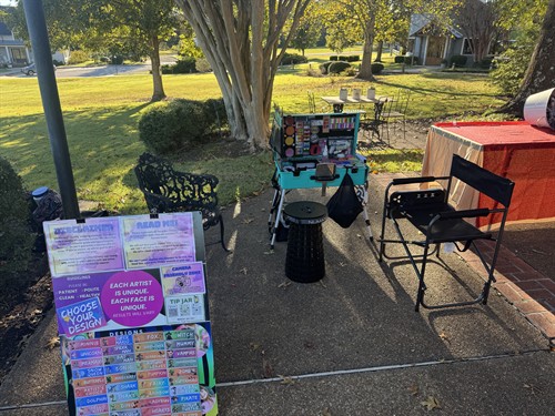 face painting set up at a birthday party
