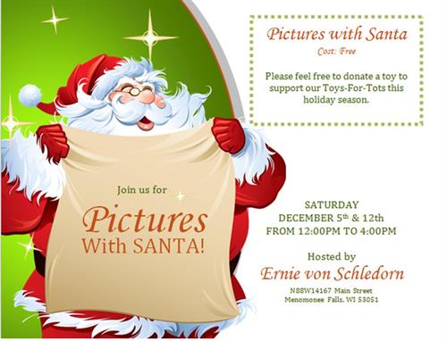 Ernie Von Schledorn >> Pictures with Santa at Ernie von Schledorn, Inc. - Dec 12, 2015 - Menomonee Falls Chamber of ... Ernie Von Schledorn >> Pictures with Santa at Ernie von Schledorn, Inc. - Dec 12, 2015 - Menomonee Falls Chamber of ...