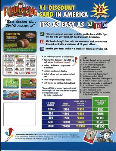 High Profit ABC Fundraising Discount Card up to 93% Profit