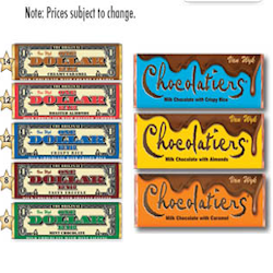 Chocolate Bars  $1 &  $2  up to 60% Profit
