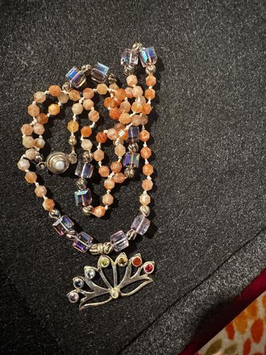 sunstone, multistage, and sterling silver necklace