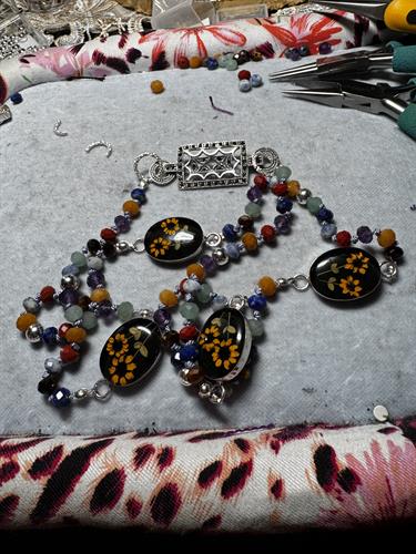 sterling silver and mixed precious stones necklace