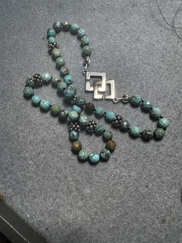 turquoise and sterling silver knotted necklace