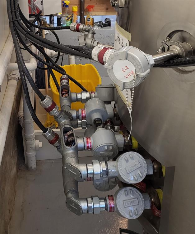 Explosion proof heater and wiring for still