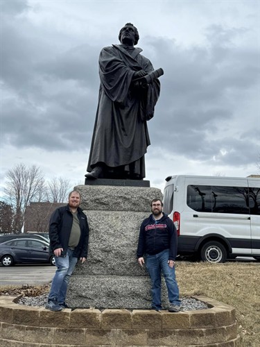 Adam and Brian at their Alma Mater Concordia St. Paul
