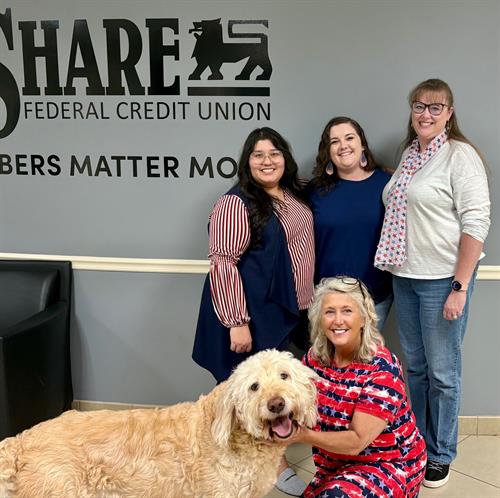 Everyone enjoys a visit from Tanner, our favorite Golden Doodle