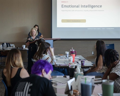 Founding Mentors take part in Module 5, Emotional Intelligence, during the FLAW Warrior Mentor Academy at the St. Bernard Parish Library on Sept. 19, 2026.