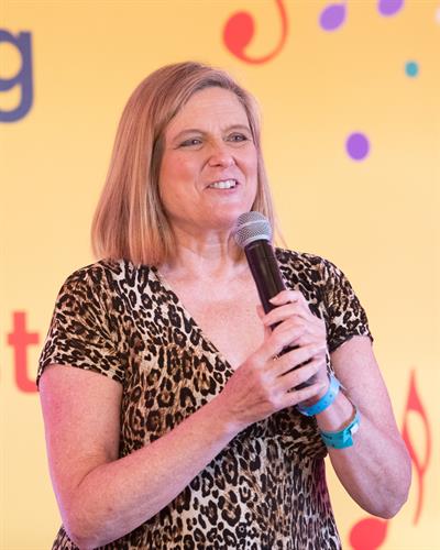 Myra speaking to graduating cohort of Shell global LiveWire business accelerator at Jazz Fest