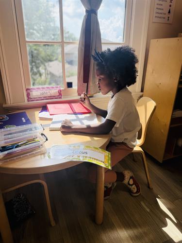 A 3rd grade student working.