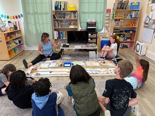 4th though 6th grade class getting a history lesson.