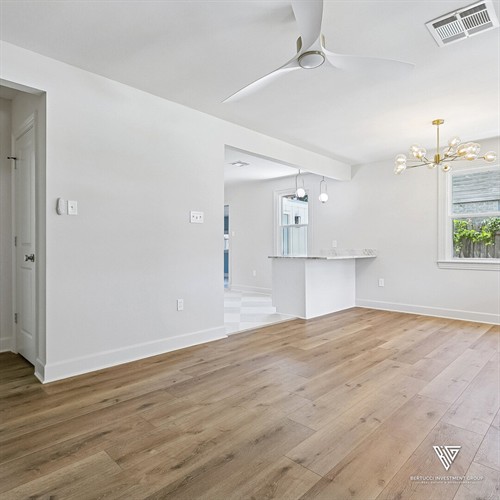 Restoration complete — living room after remodel.