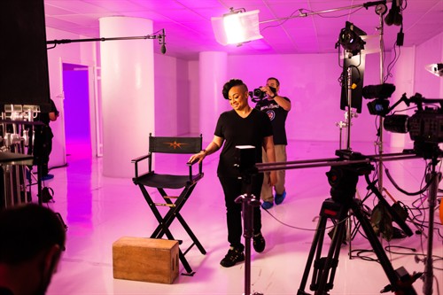 Filming Raven-Symoné TV interviews