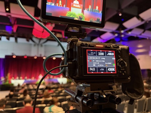 Filming a convention at New Orleans Ernest N. Morial Convention Center 