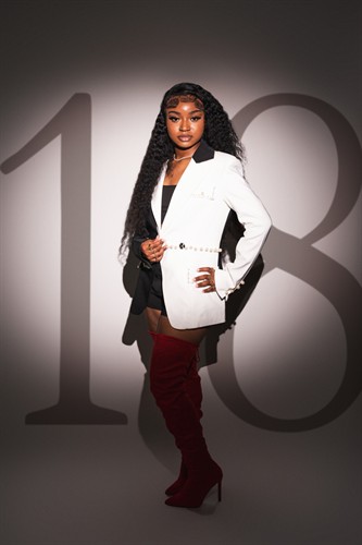 Studio portrait celebrating an 18th birthday.