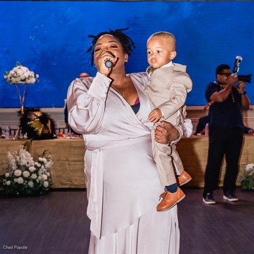 Tonya Boyd-Cannon performing at Karin and Walter’s wedding at Generations Hall.