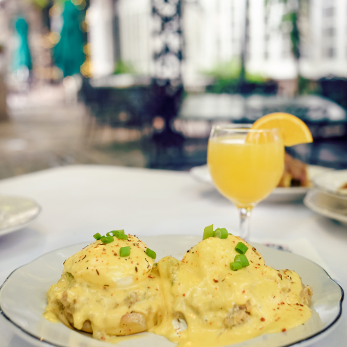 Eggs Benedict and Mimosa at the Court of Two Sisters