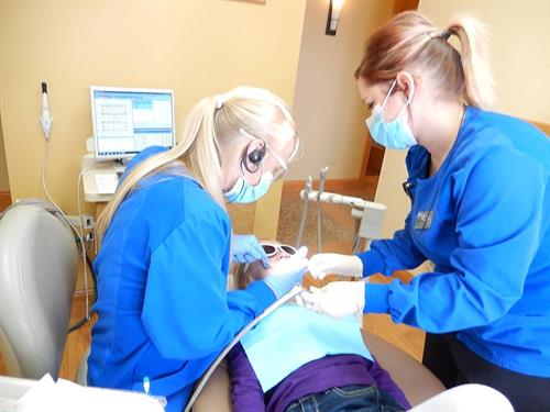 One of our lovely hygienists Natalie, and assistant Jenna