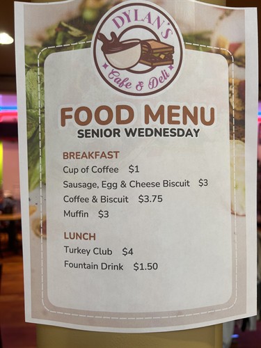 Senior Menu Every Wednesday