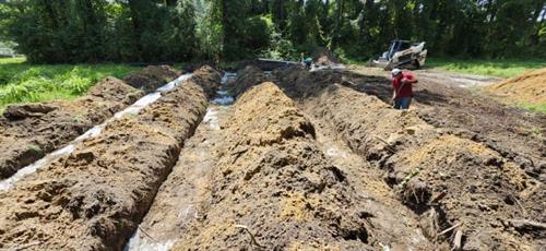 Septic drain field before inspection